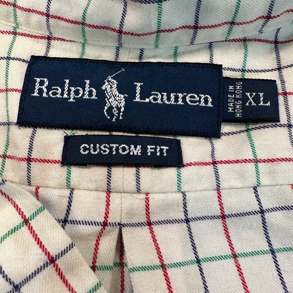 Ralph Lauren Shirt Mens XL White Blue Red Check Long Sleeve Button Up Business - Picture 3 of 10